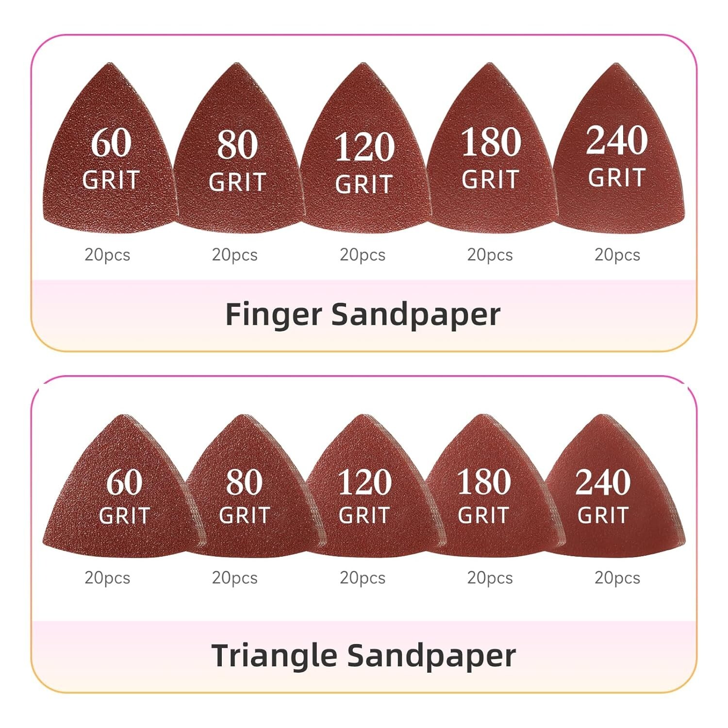 206Pcs Oscillating Tool Detail Sanding Pads Kit 2Pcs Triangle Sanding Pads 2Pc