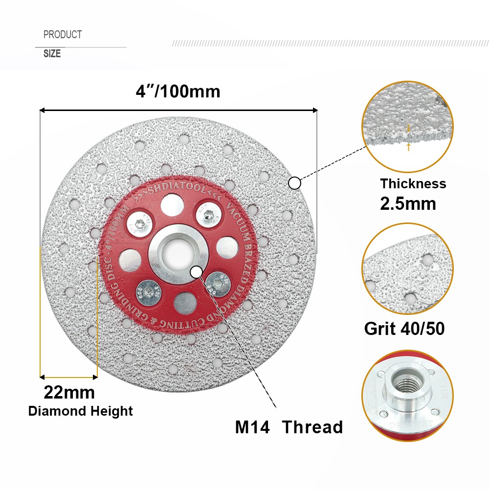 2pcs 4″/4.5″/5″ Diamond Cutting Grinding Disc M14 Saw Blade Tile Marble Stone