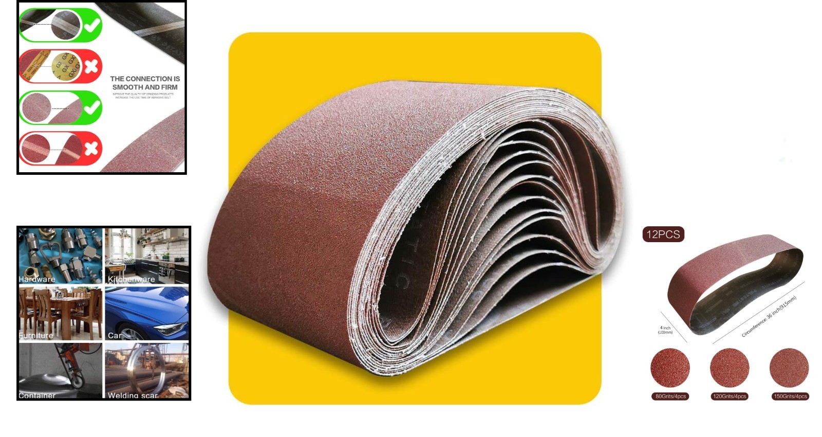 4×36 Sanding Belt Pack – 12 Aluminum Oxide Grits for Versatile Sanding