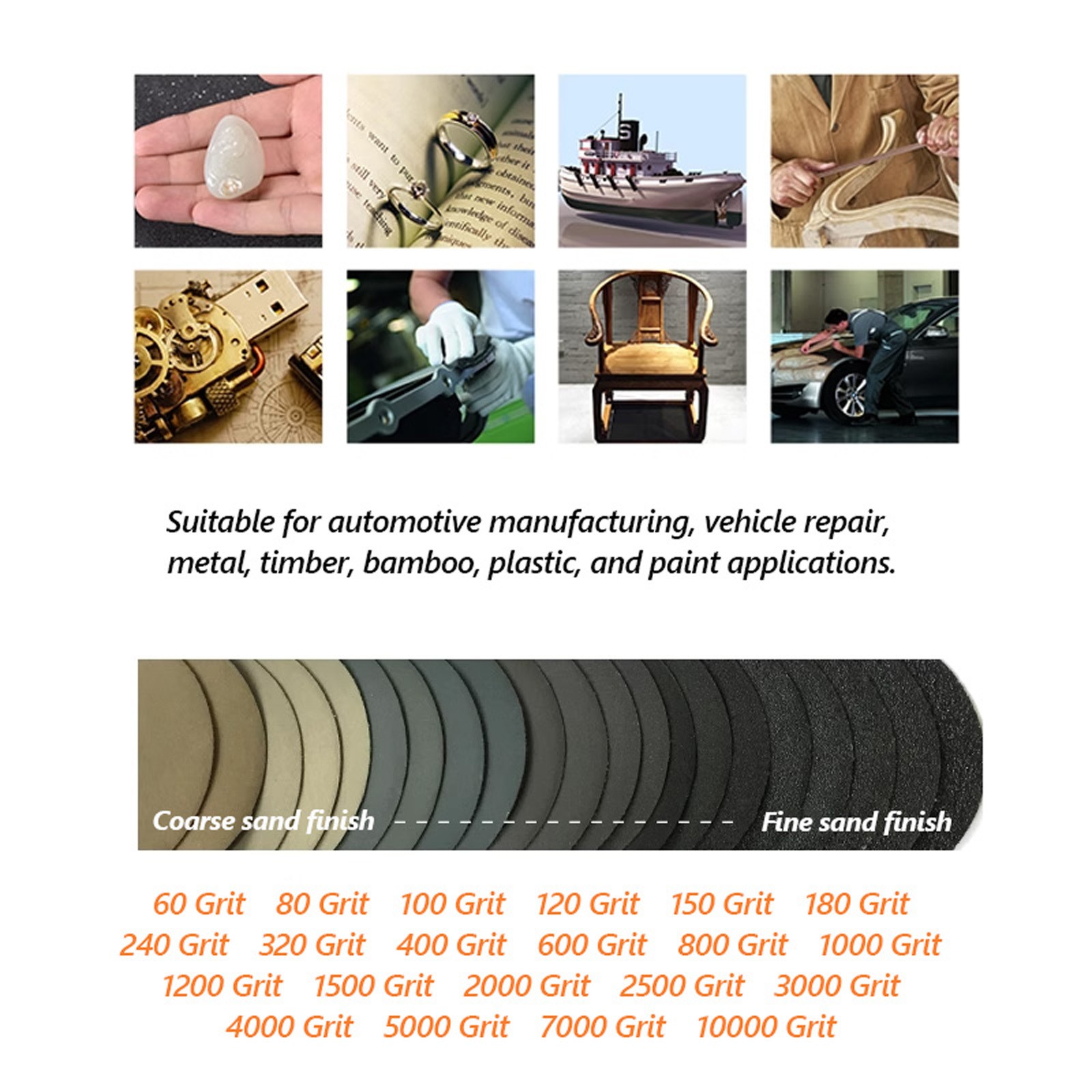 180mm 7 inch Wet and Dry Sanding Discs Sandpaper Pads Hook & Loop Grit 60-10000