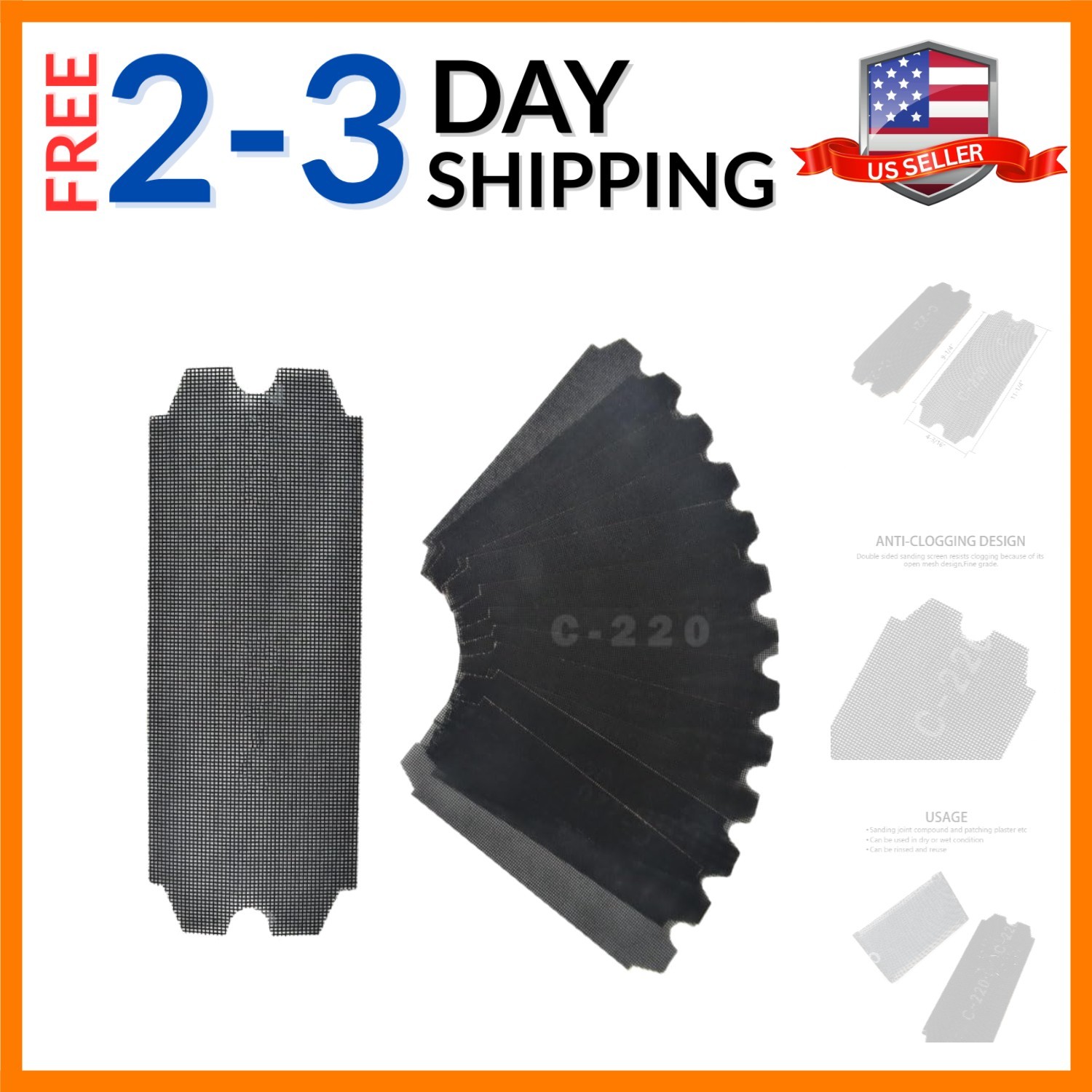 Drywall Sanding Screen Mesh Sheet 4-3/16″ x 11-1/4″ Grit