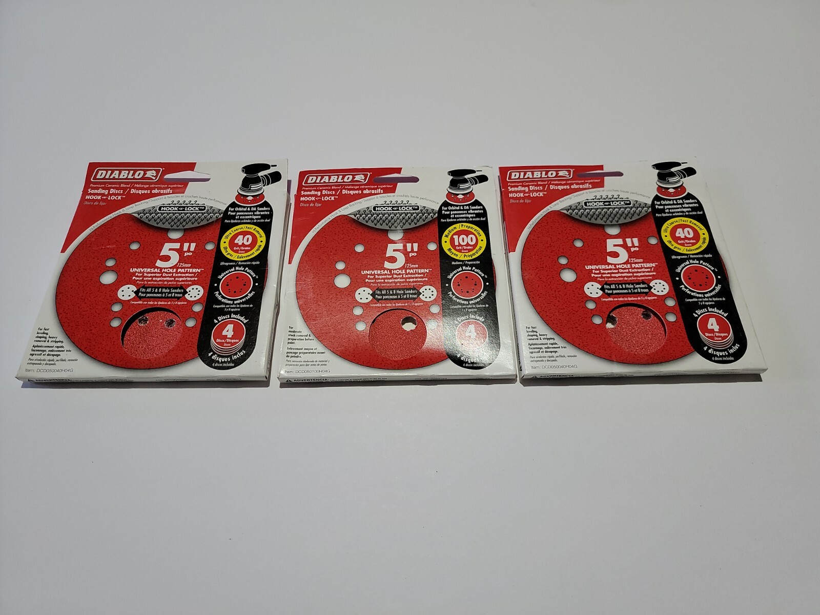 Diablo 5in Ceramic Blend Hook and Lock Sanding Disc 40 Grit 3 packages of 4 piec