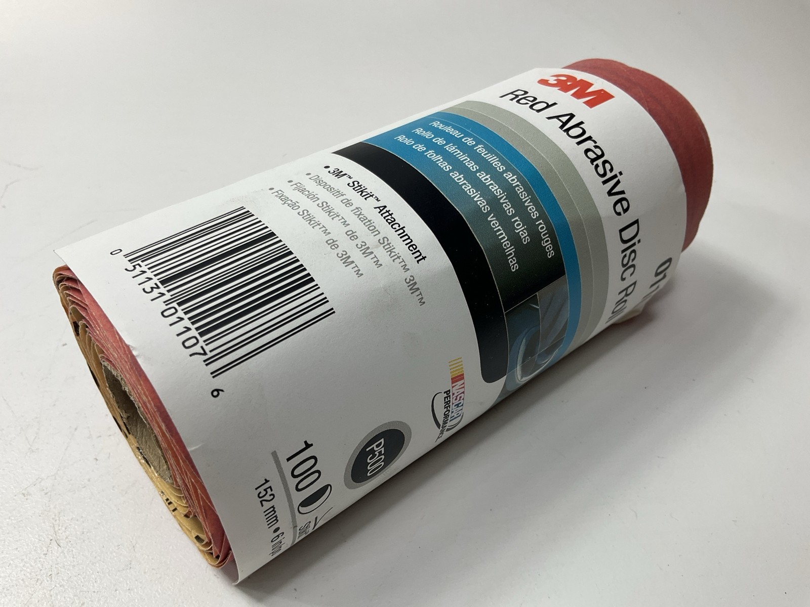 3M 01107 Red Abrasive Stikit Sanding Disc 6 Inch P500 500 Grit (100 Discs/Roll)
