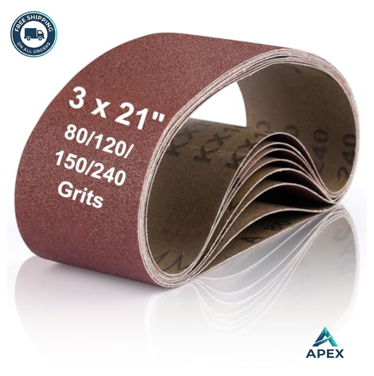 8 Pcs 3×21 Belt Sander Paper 80 120 150 240 Grit Aluminum Oxide 8 Sanding Belts