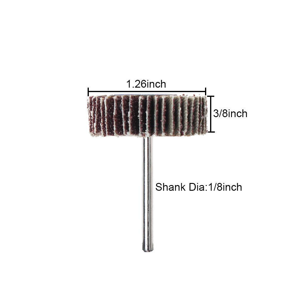 10 Pack Abrasive Flap Wheel Sander 80 Grit 1/8 Inch Shank for Drill Grinding Po