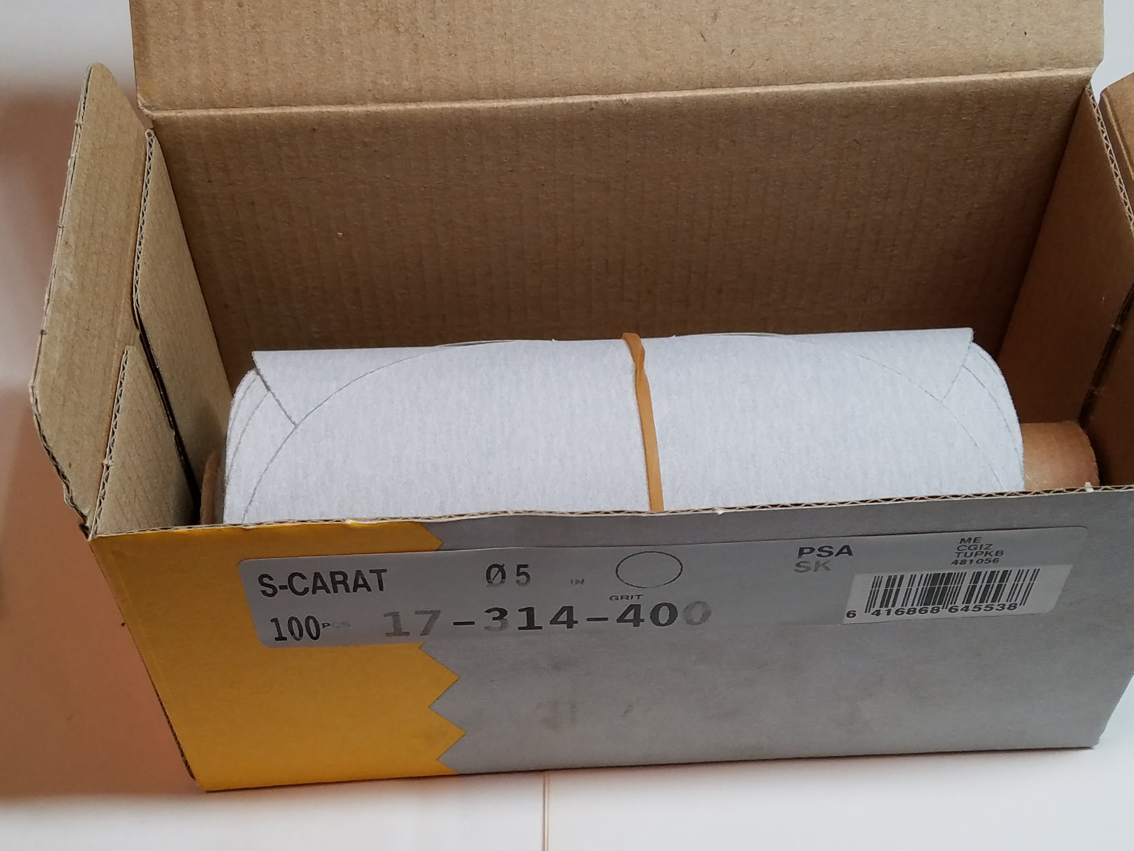 Mirka Sandpaper Discs 400 Grit 5″ Adhesive Back “S-Carat” 100 Sanding Discs