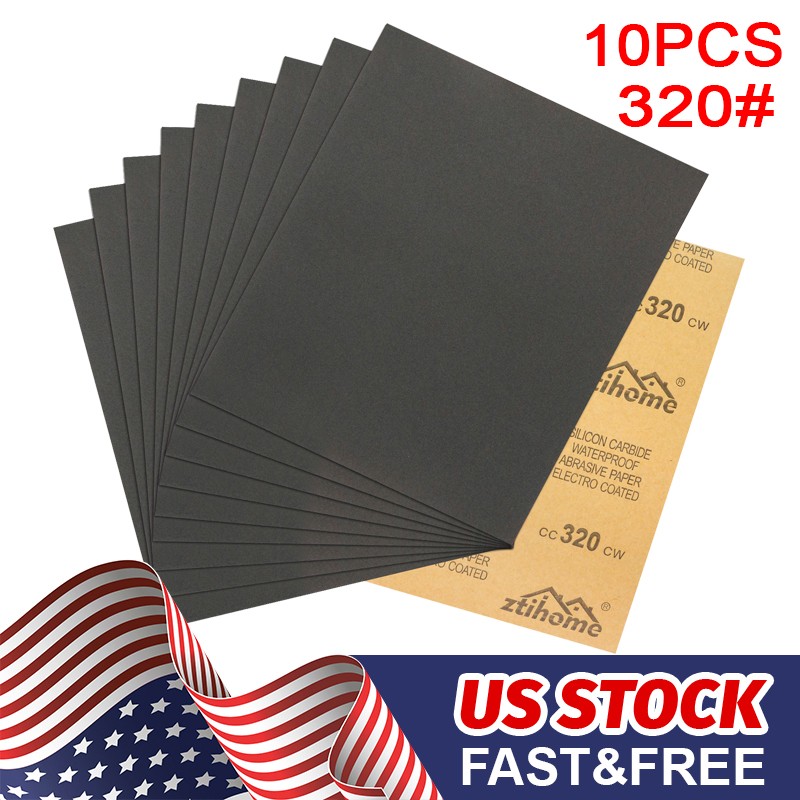 10Pcs Wet Dry Sandpaper 320 Grit Assortment 9×11” Abrasive Paper Sheet Sanding