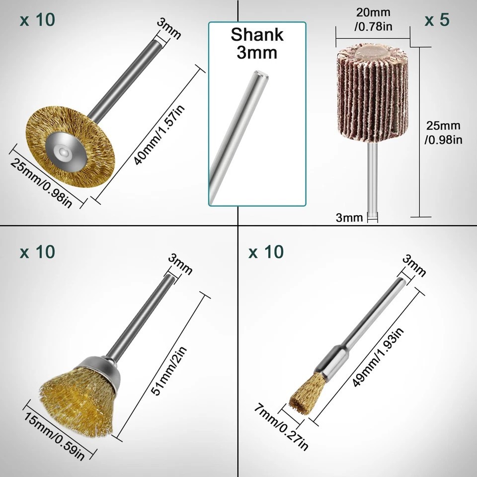 75PCS Polishing Kit Abrasive Buffing Wheel Wire Brush 1/8″ Shank for Rotary Tool