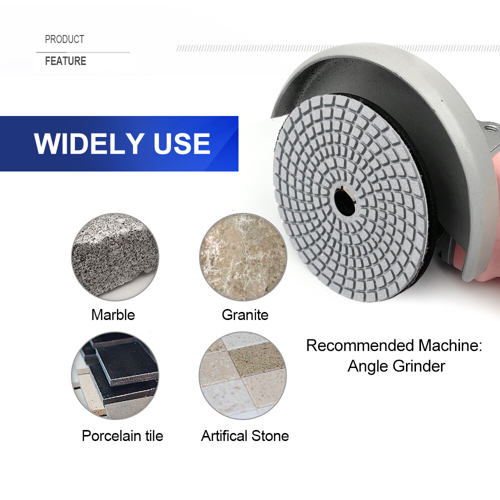 Diamond Wet Polishing Pads 7pcs 4” Sanding Disc Backer for Marble Granite Tile