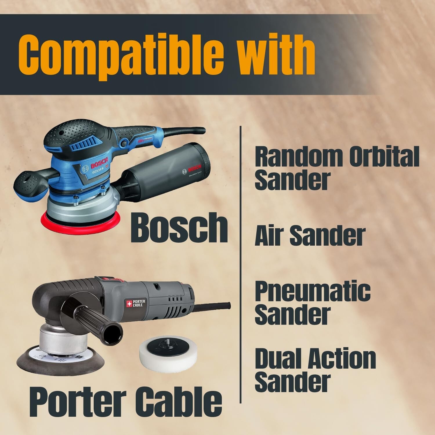 100PK, 180 Grit, 6 Inch 6 Hole Hook and Loop Sanding Discs, Sandpaper