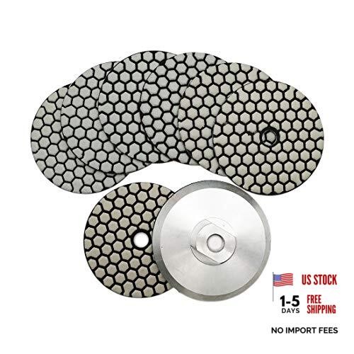 Dry Diamond Polishing Pads 4 Inch Set of 7 Pieces Plus Mixed Grits+Alu backer
