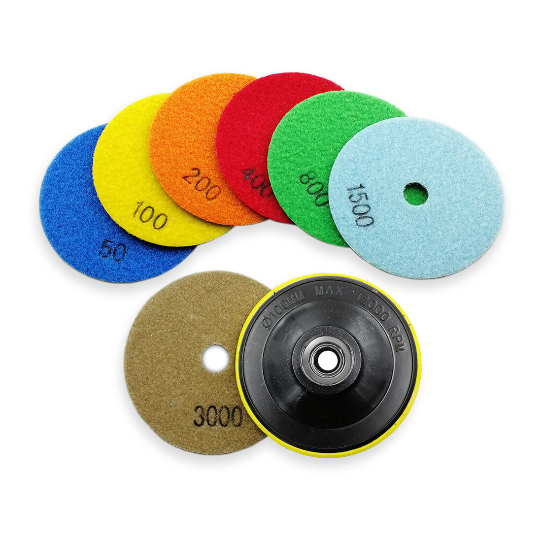 Dry Diamond Polishing Pads Sanding Disc 4″/100mm for Stones 7pcs /set Granite