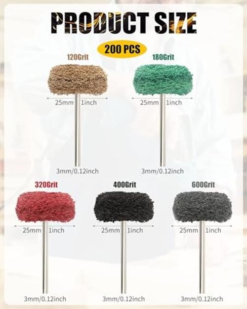 Pcs 1 inch Abrasive Buffing Wheels, 120/180/320/400/600Grit | 1/8″(3mm) 300