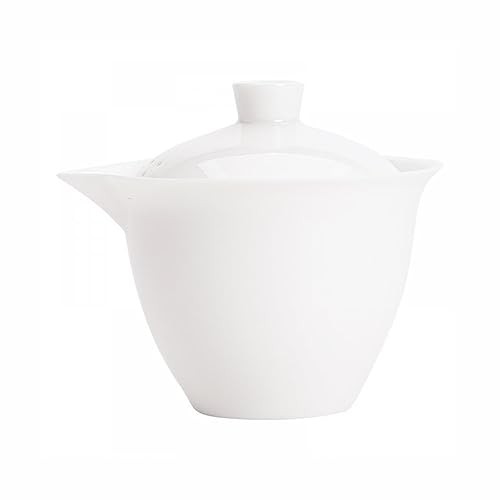 Sizikato White Porcelain Gaiwan Tea Cup – 6oz Kung Fu Cup with Filter Lid