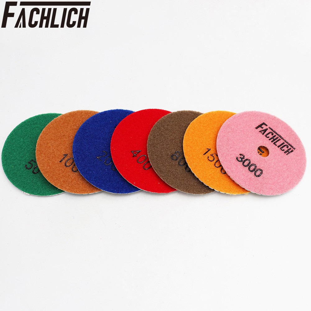 7pcs 4″/100mm B Diamond Wet Polishing Pads Concrete Floor Granite Sanding Disc