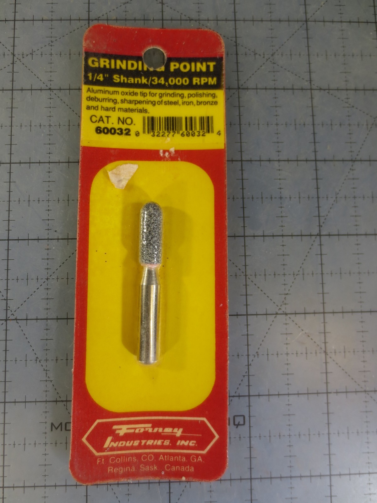 Forney Mounted Point, A24 3/4 In. x 1/4 In. Grinding Stone 60032 Forney 60032