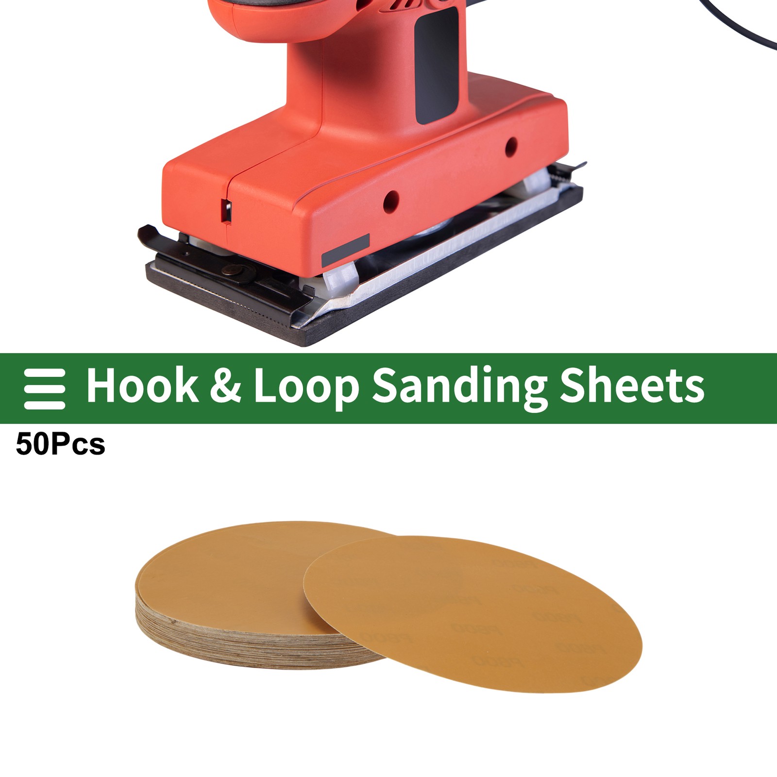 50 Pcs Circle Sandpaper 800 Grit Hook and Loop Sanding Sheets 6.89″x6.89″ Yellow