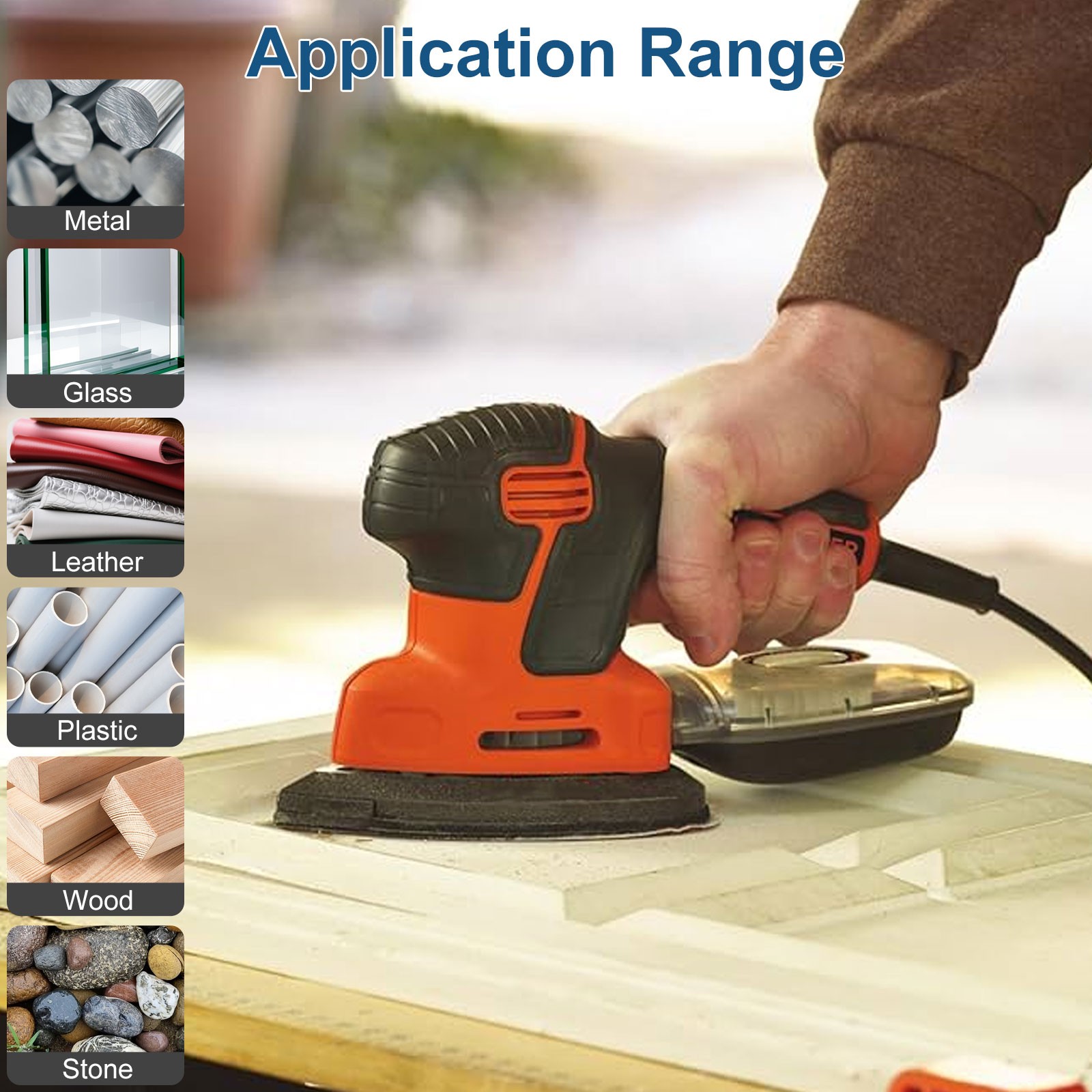 70PCS 40 80 120 180 240 320 600 Grit Mouse Detail Sander Sandpaper Sanding Pads
