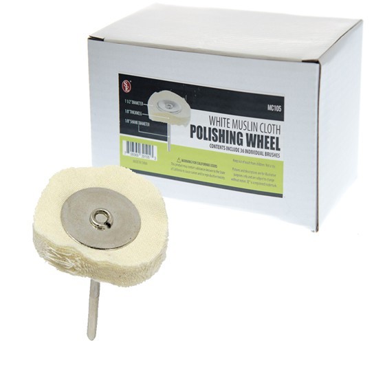 36pc 1-1/2″ White Muslin Cloth Wheel 1/8″ Shank for Rotary Tool ~ MC105