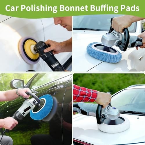 8 Pcs Car Polishing Pads, Lamb Fleece Buffing Pad,Bonnet 5-6 Inches_8 Pack