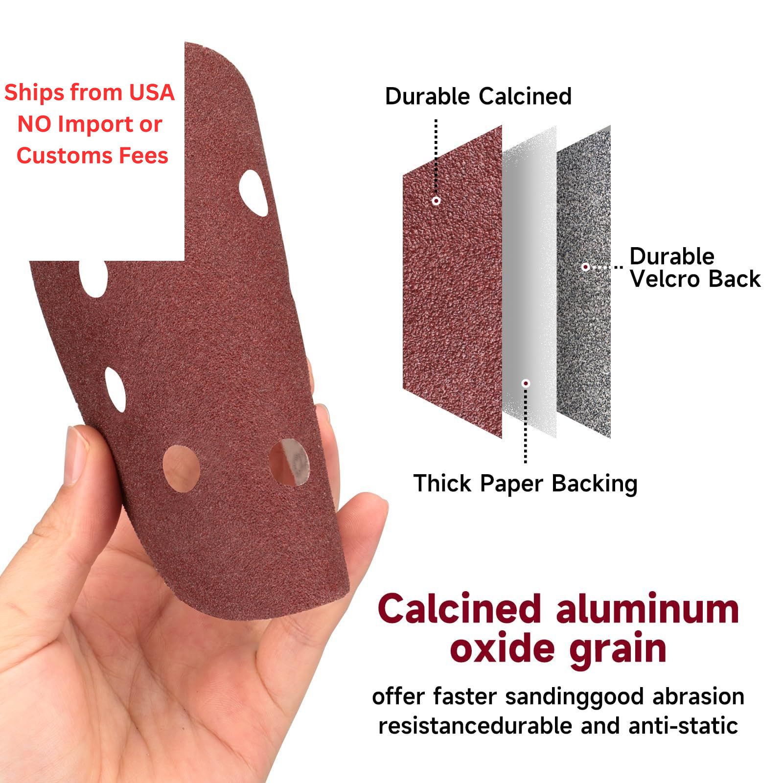 POTUINOM 100PCS 5 Inch Sanding Discs 40 Grit Sandpaper for 5 inches, Red