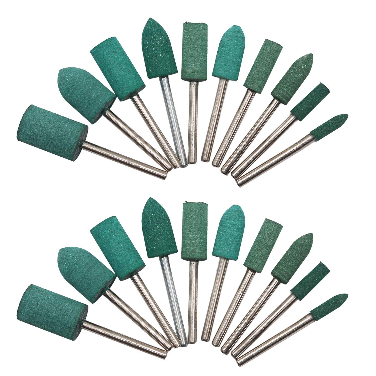 HEYMOUS Rubber Polishing Bits Drill Bit Green Buffer 3 mm,