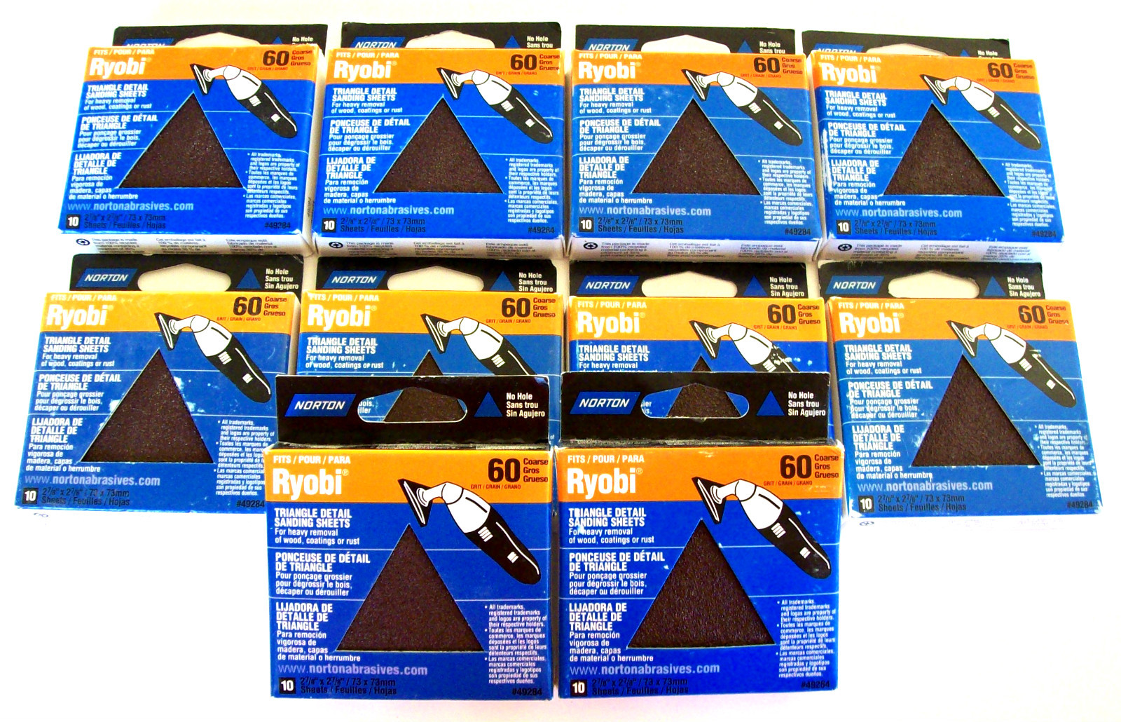 100 NORTON TRIANGLE DETAIL SANDING DISC SHEETS 60 GRIT 49284 FITS RYOBI USA MADE