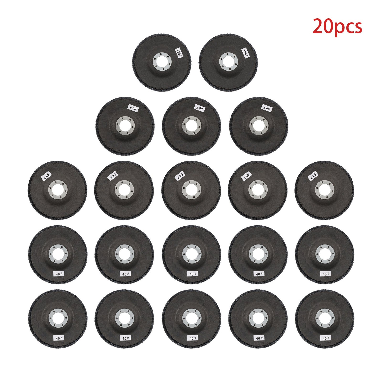 20 Pack 4.5 Inch x 7/8 Inch 40/60/80/120 Grit Flap Discs for Angle Grinder T29
