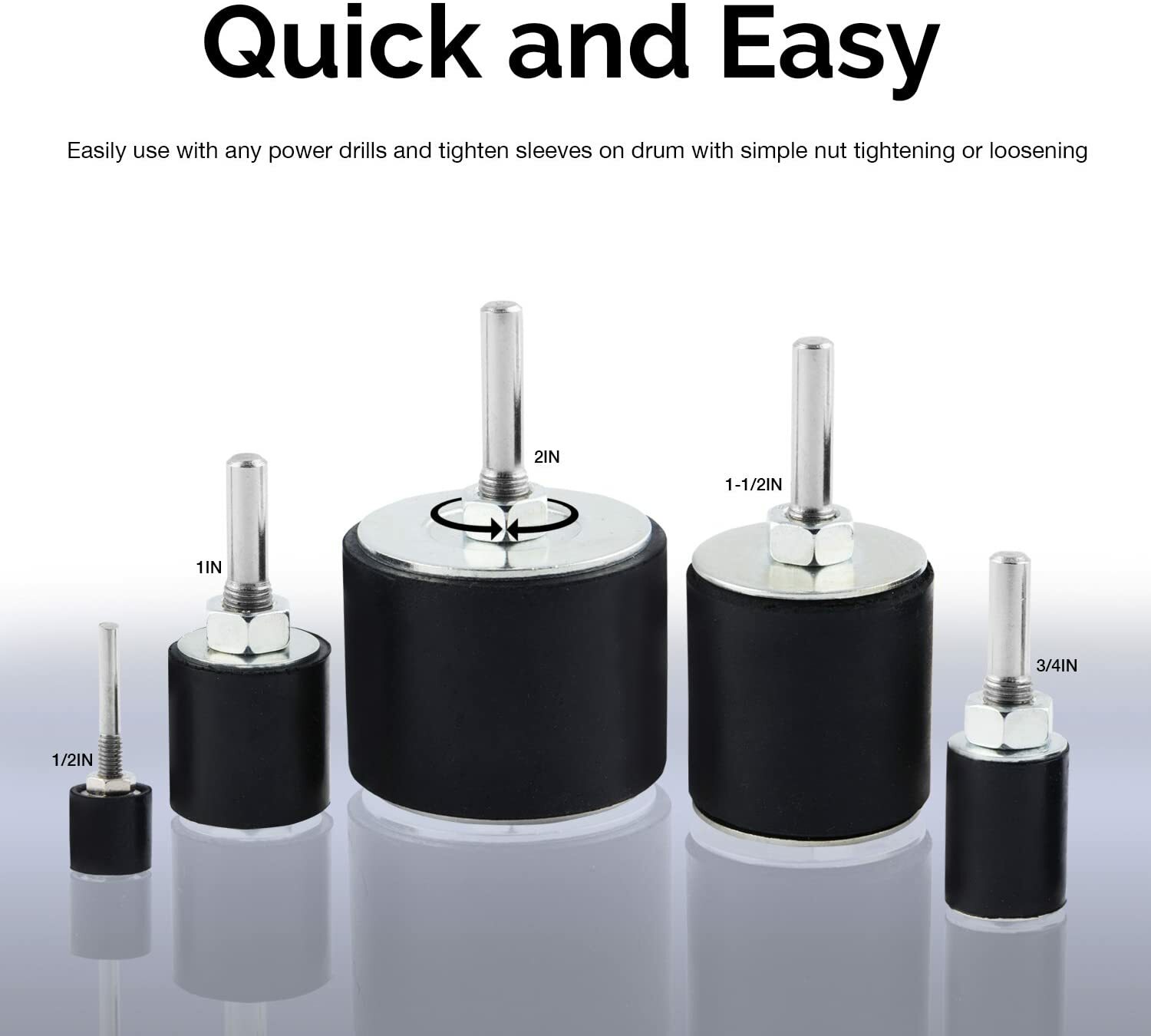 25PC 1/2″ – 2″ Spindle Sanding Drum Kit Sleeves Set for Drill Press Sander Paper