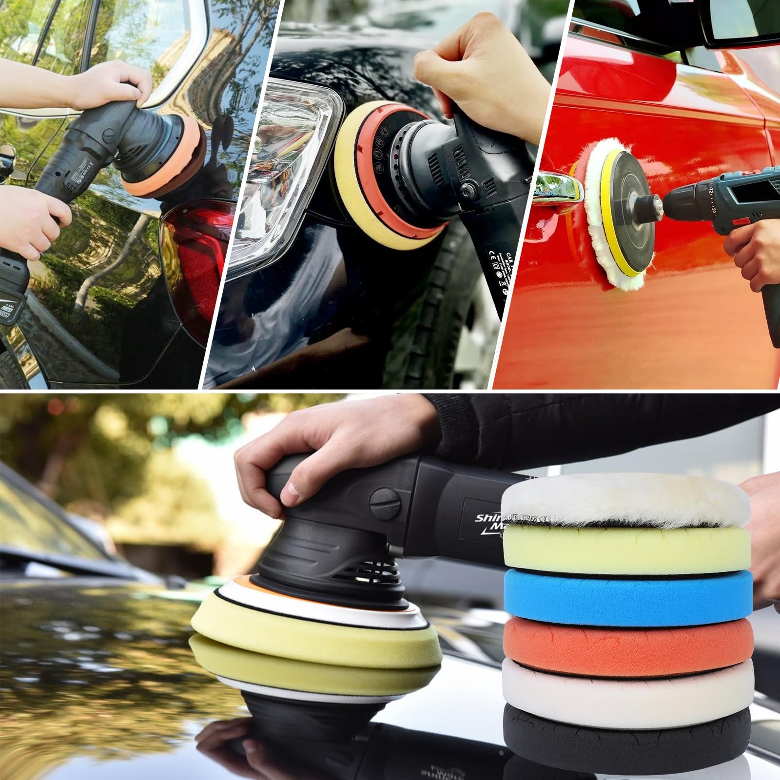 6 PCS 6 Inch Buffing Pads Polishing Sponge 6.5 Inch Face For 150mm Plate