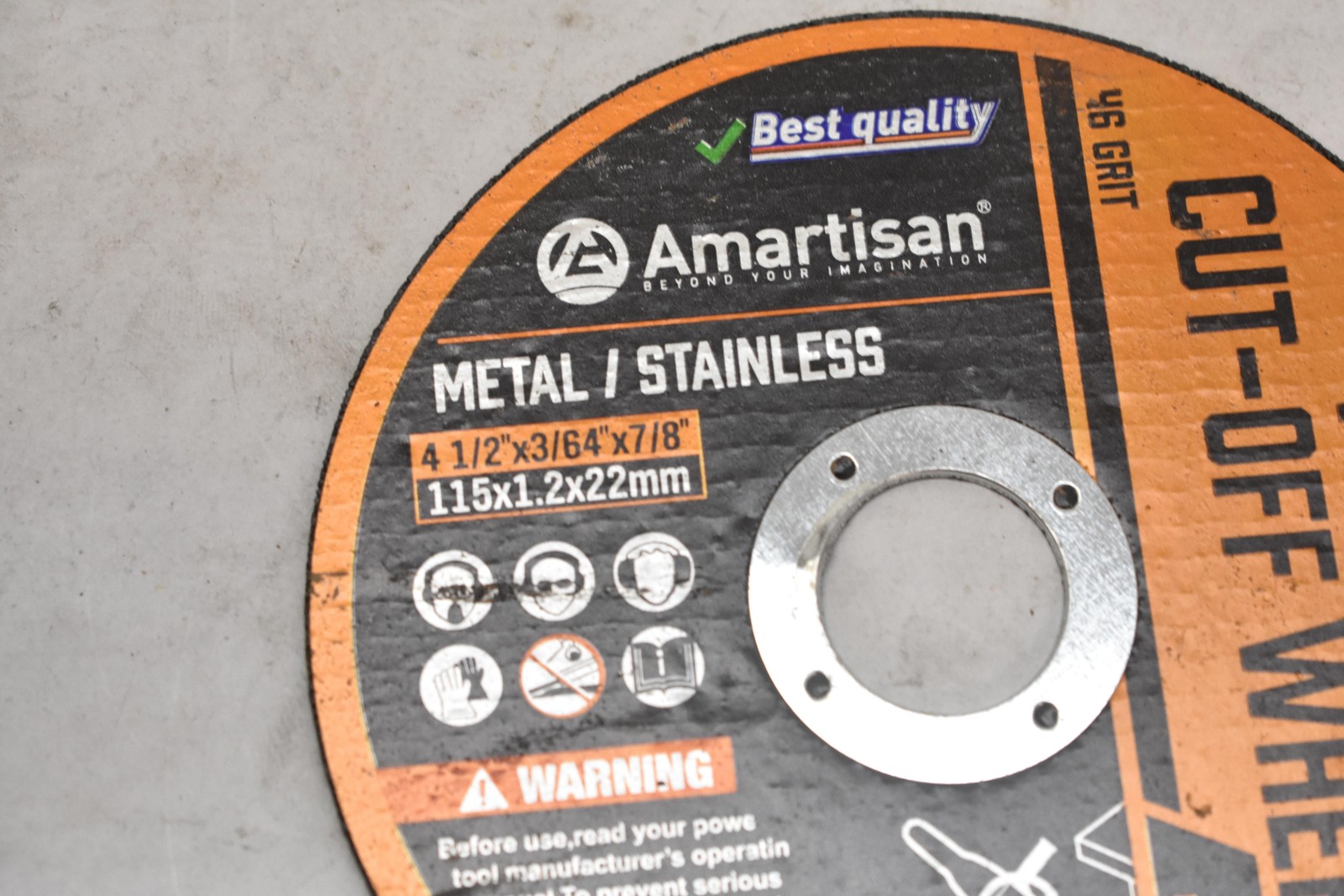 Amartisan 46 Grit Metal Stainless Cut-Off Wheels 4-1/2 X 3/64 X 7/8 Lot 8 Orange