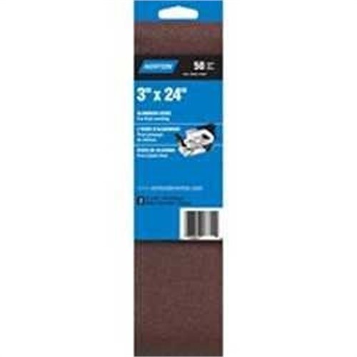 Norton 48630 Sanding Belt, 3 in W, 24 in L, 50 Grit, Coarse, Aluminum Oxide Abra