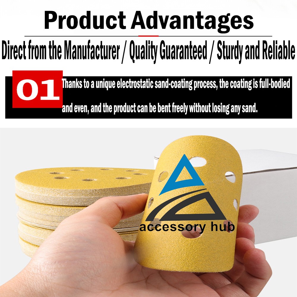 Hook & Loop 6” Sanding Discs, Orbital DA Sander Paper Pads Accessoryhub US