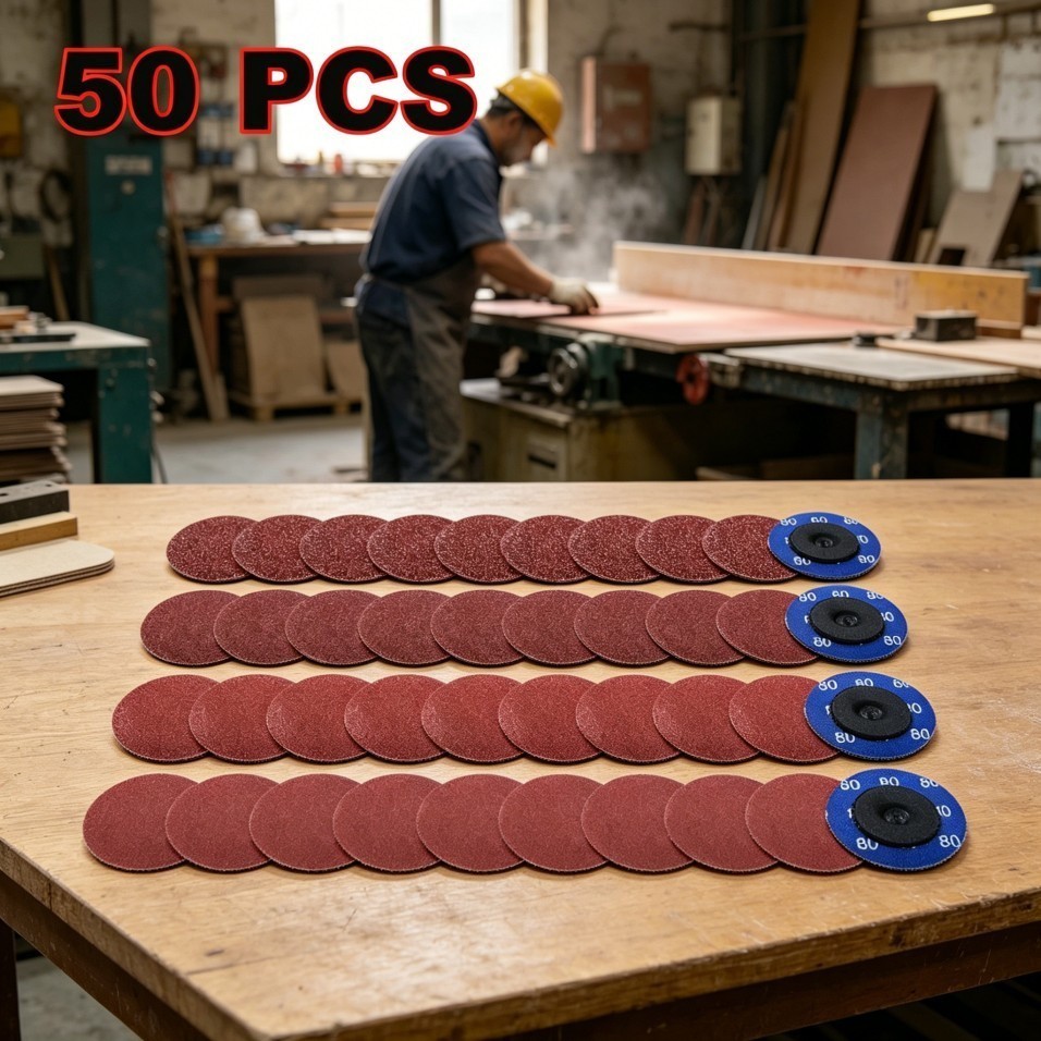 50P 2inch 80Grit Aluminum Oxide Roll Lock Die Grinder Sanding Grinding Disc-=-%%