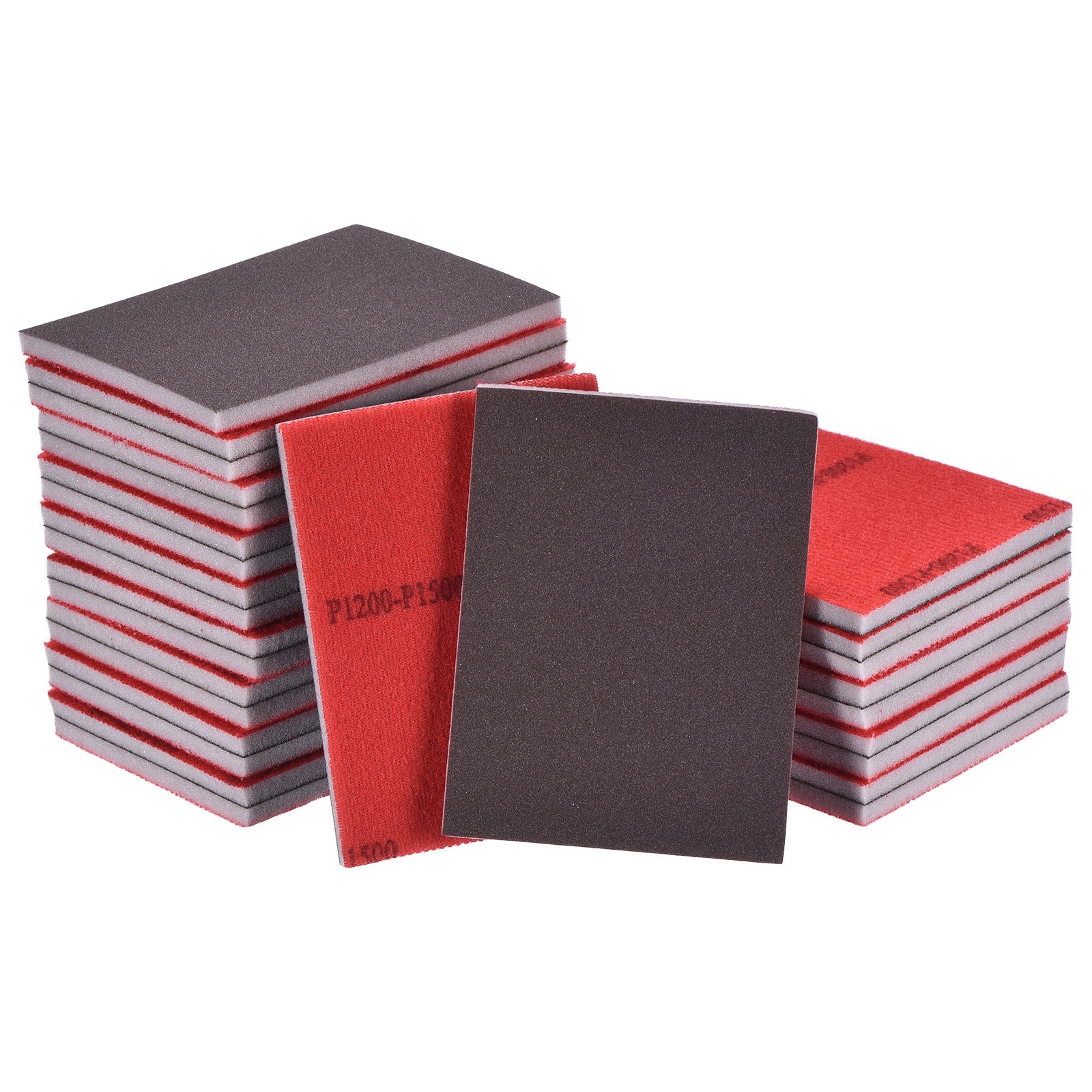 28 Pcs 1200-1500 Grit 4 x 2.8 Inch Hook & Loop Foam Sanding Blocks, Black