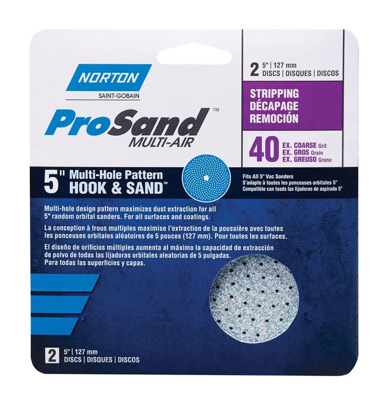 Norton 7660703234 40-Grit Ceramic Abrasive Hook & Loop Sandpaper Disc 5 in.