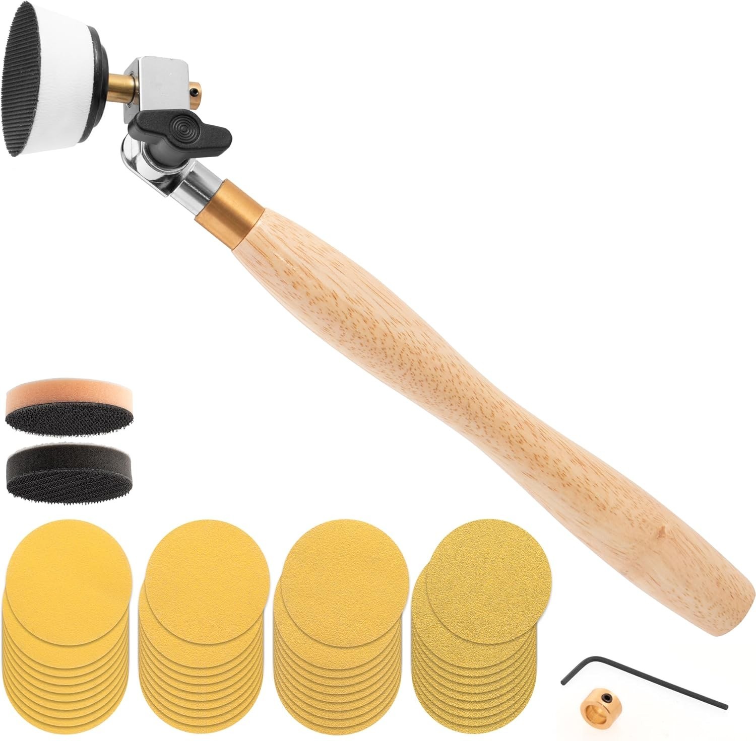 Bowl Sander For Woodturning 44‑Piece Set with 2 inch Sanding Discs Hook And L…