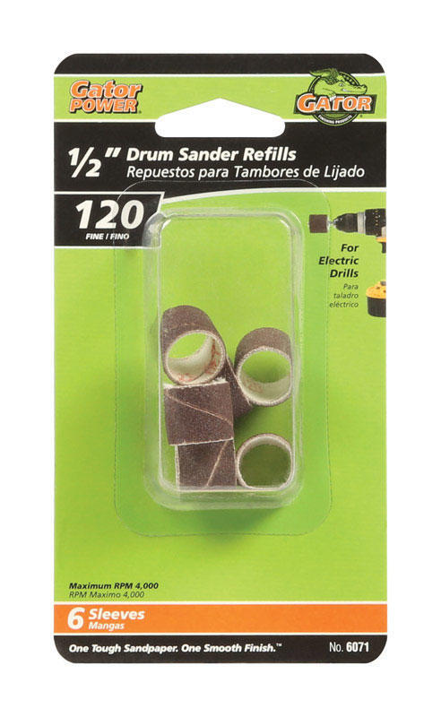 Gator 0.5 in. D X 1/2 in. L Aluminum Oxide Abrasive Sleeve Refill 120 Grit Fine