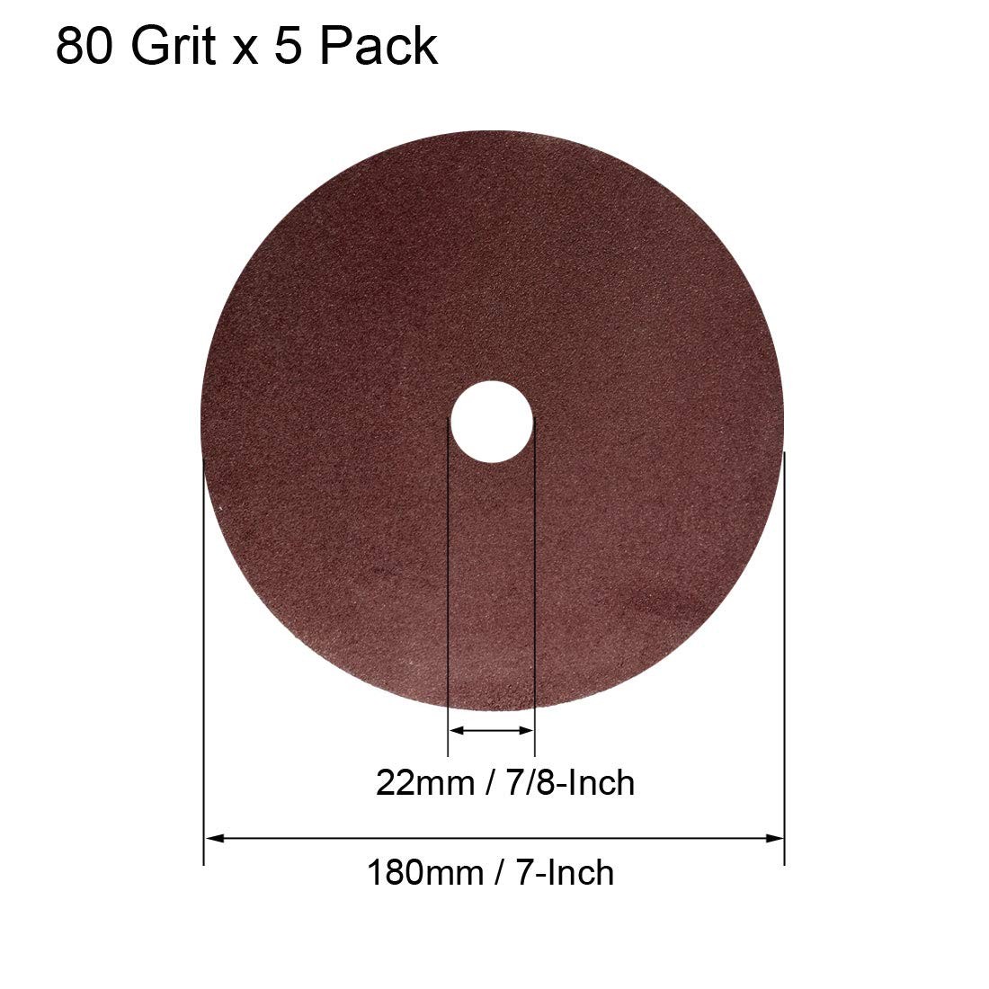 uxcell 7-Inch x 7/8-Inch Aluminum Oxide Resin Fiber Discs, Center 80 Grit