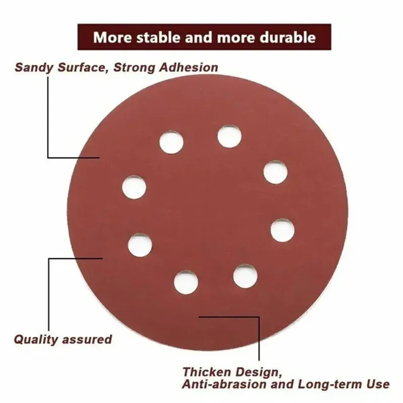 8 Hole 125mm Sandpaper Woodworking Metal Grinding Disc Abrasive Polishing Tools