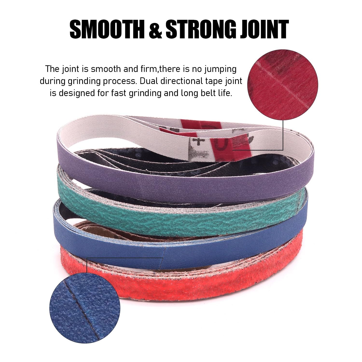 36 Pack 1/2×18 Inch Sanding Belts 9 Grit Assortment 80-5000 for Metal Wood