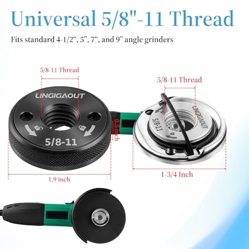 2PCS Angle Grinder Flange Nut with 5/8-11 Inch Thread Metal Grinder Lock Nut