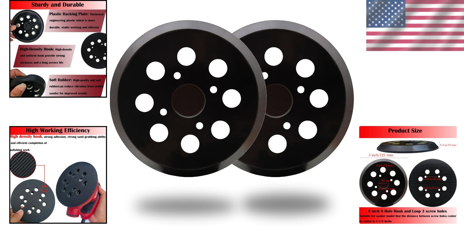 2 Pack 5 Inch 8 Hole Sanding Pads for SKIL SR6604B/SR660302 Orbital Sanders