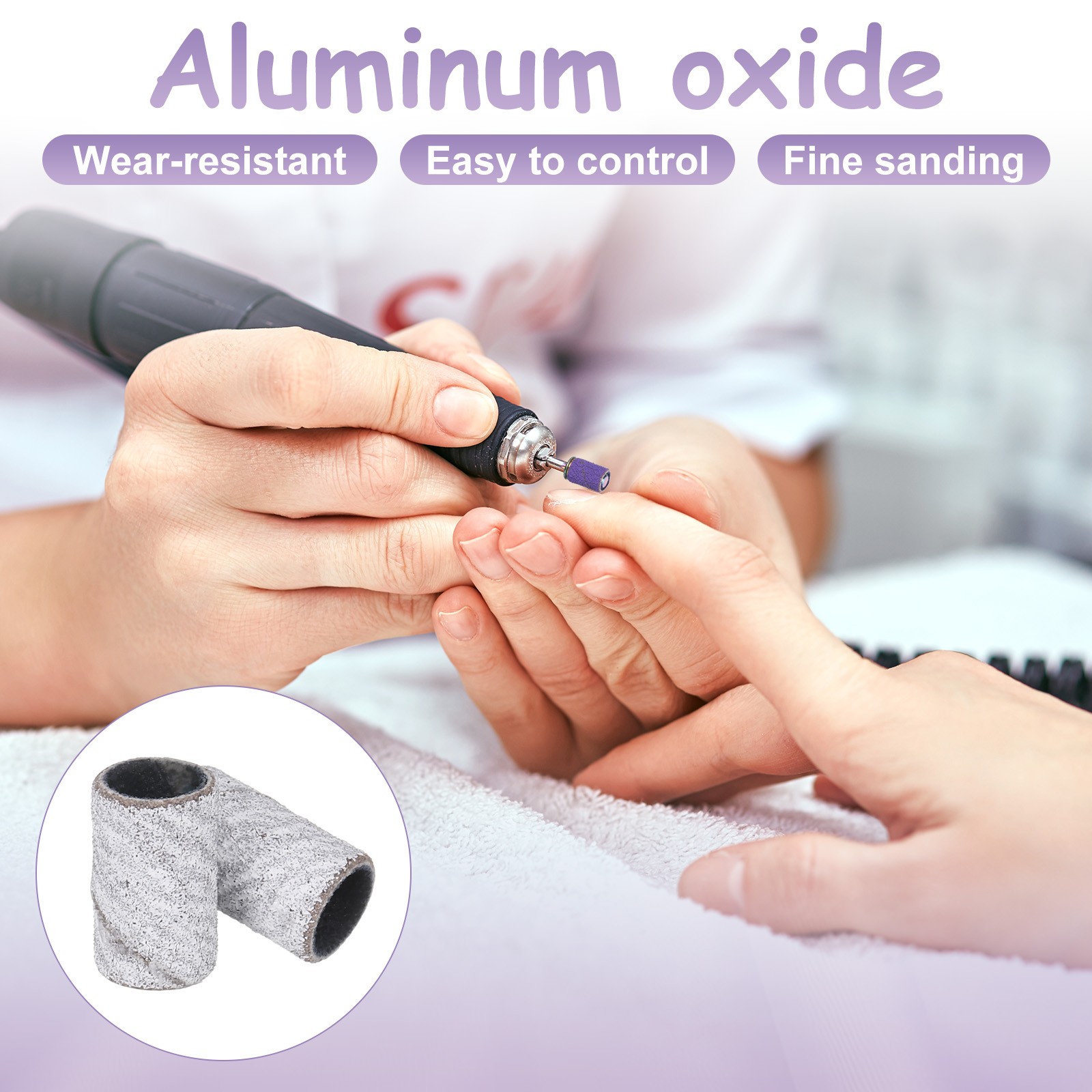 100pcs Small Sanding Bands 240 Grit for Nail Drill Bits White