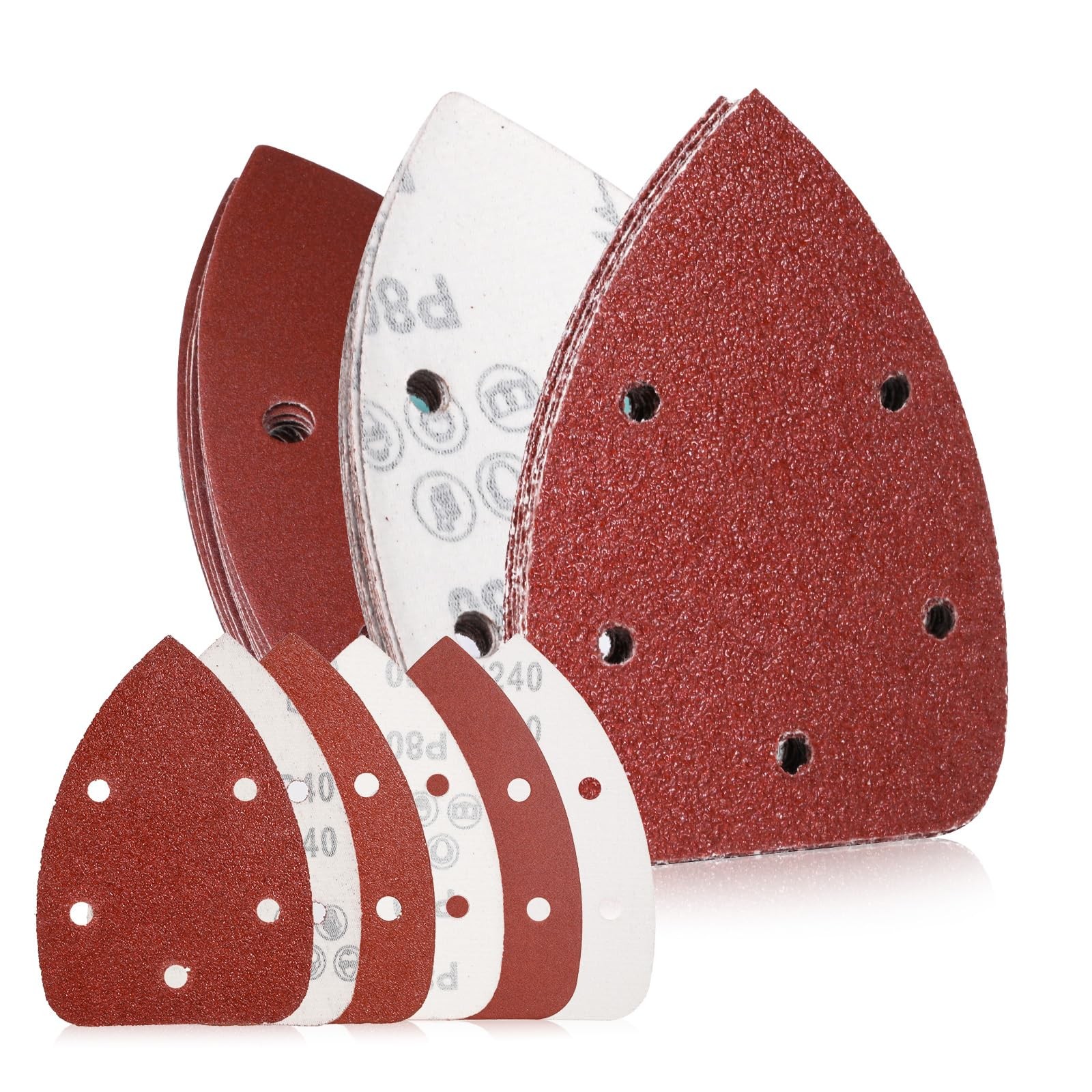 30PCS Mouse Detail Sander Sandpaper 40 80 240 Grit Hook Loop Pads