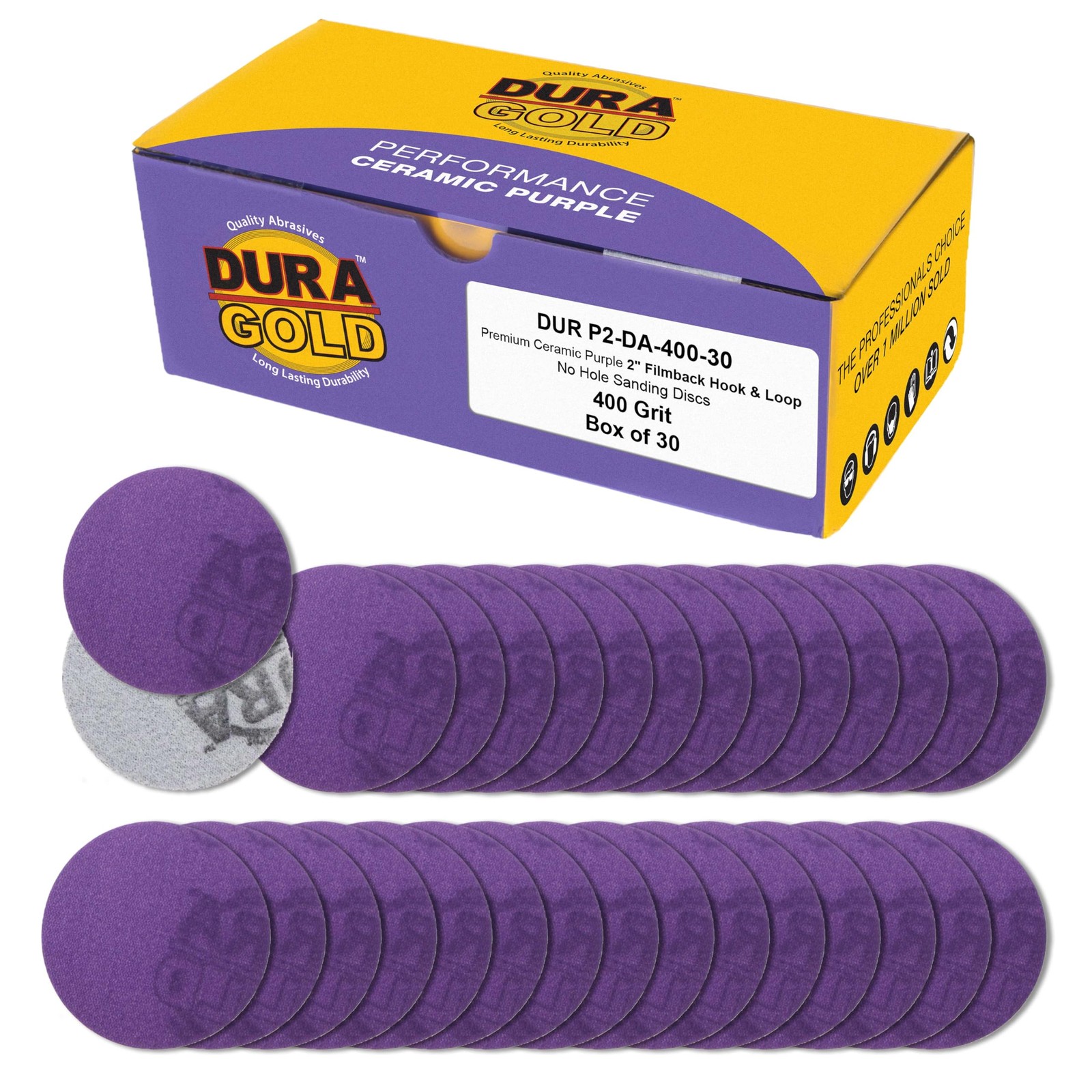 Premium 400 Grit 2″ Purple Film Ceramic Sanding Discs, of 30 – Hook & Loop Ba…