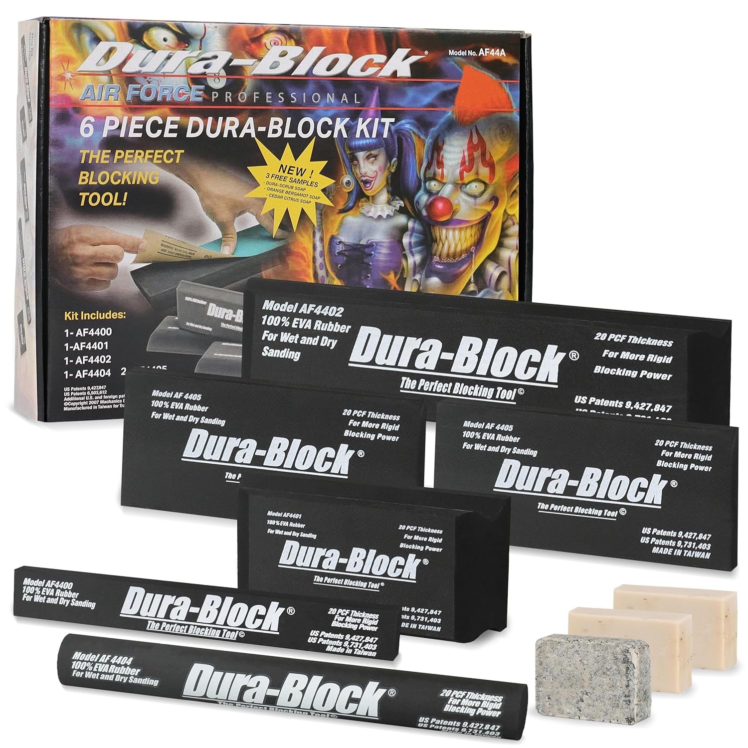 Dura-Block Set 6pc – Flexible EVA Foam Wet or Dry Autobody Sanding Blocks Kit fo