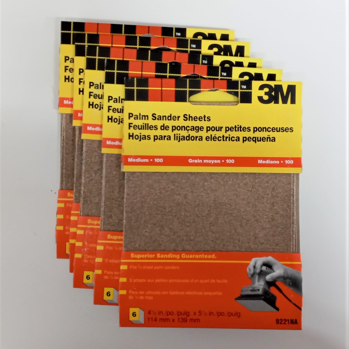 3M 4-1/2″ x 5-1/2 Palm Sander Sheets Medium Grit 9221NA 5-6pks