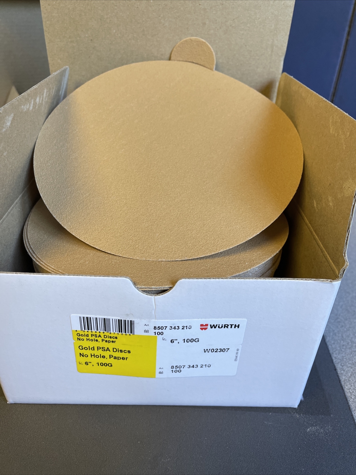 GENUINE WURTH GOLD PSA DISC SANDING DISCS,NO HOLE,6 INCH,W02307, 100G
