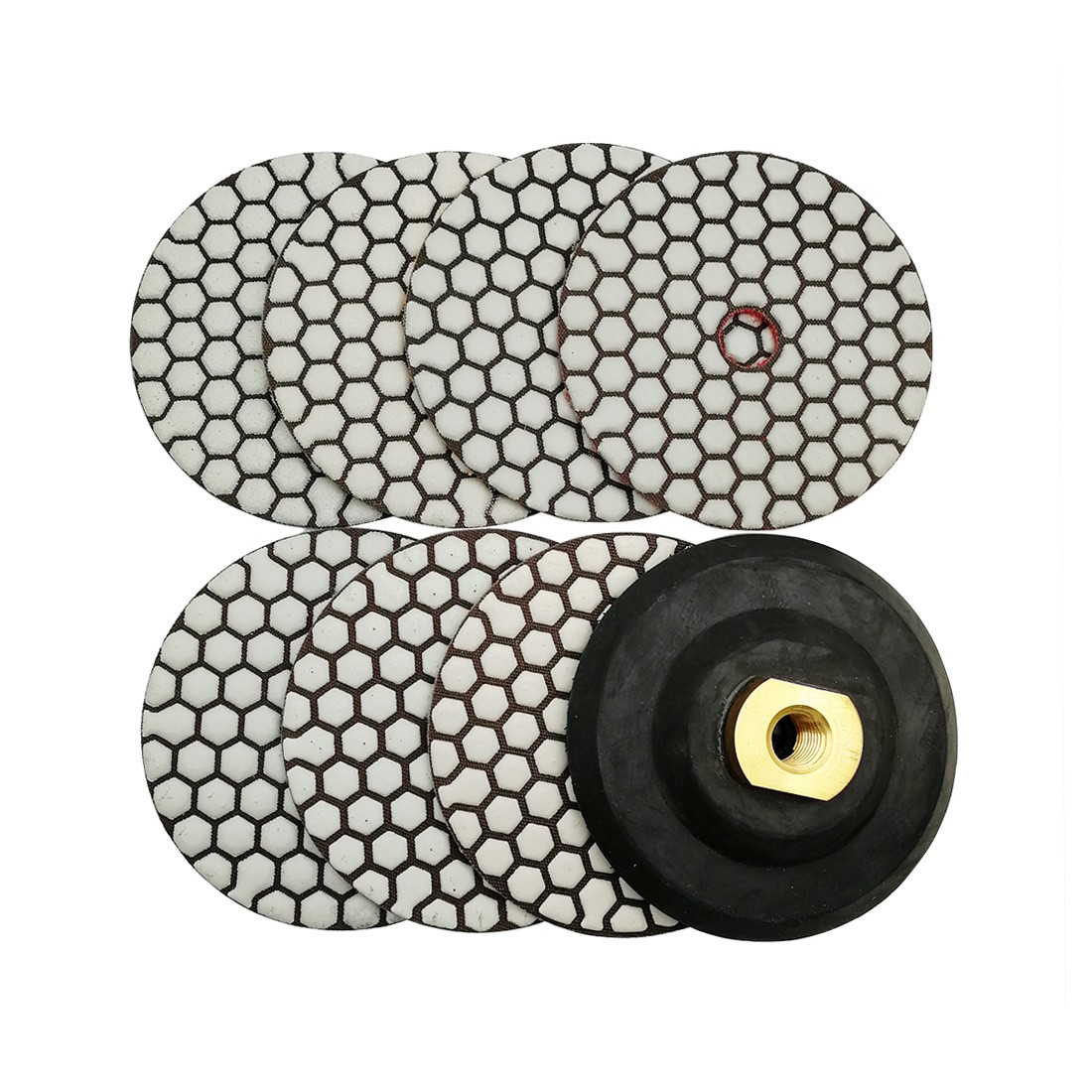 7pcs 4inches B dry Diamond Discs polishing pads with M14 Thread Rubber backer